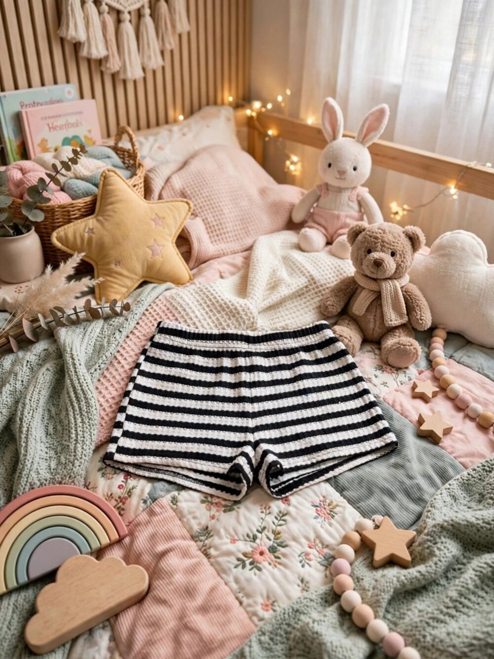 SHEIN Black & White Striped Kids Shorts — 12Y